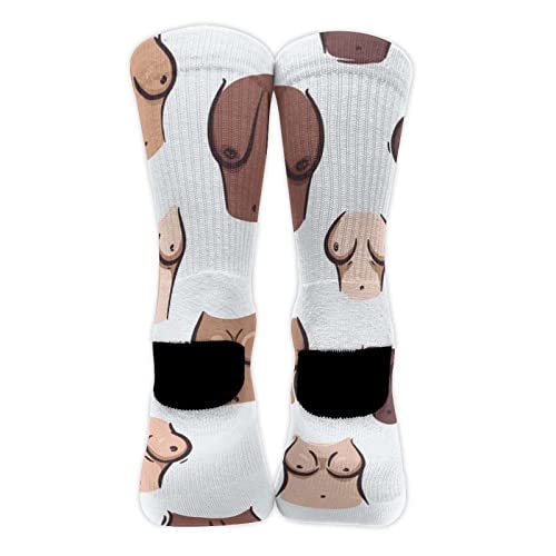 All Season socks For Women, Fashionable Personality Soft Non-Slip Socks For Men And Women Compatible with Black White Yellow Boobs Breast3