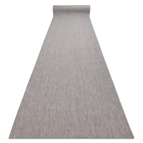 rugsx Teppichläufer SION Sisal Optik, flachgewebter Läufer, strapazierfähig & pflegeleicht, Indoor Outdoor, Küche Flur Balkon Terrasse, grau 80x400 cm