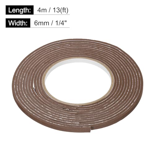 Image of uxcell 2pcs Rolls Single Sided Foam Tape Removeable EVA Sponge Mounting Tape Strong Adhesive Tape Strips(Brown, 13ft x 1 /4 inch x 1 /8 inch) for Home Paint Wall Hanging Poster Decor
