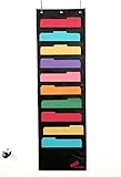 Hanging File Folder Organizer + 2 Hangers; Wall or Over Door Mount [Black]