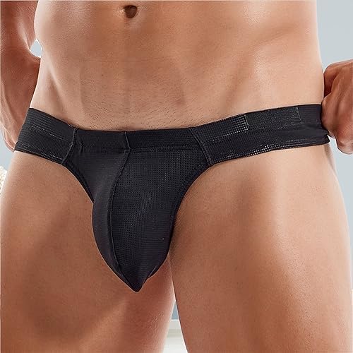 Men's Sexy Thong Mesh Bikini Underwear Low Waist Athletic Supporters Male Underwear