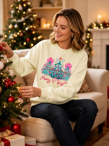 Merry and Bright Pastel Trees Sweatshirt, alternative view 2