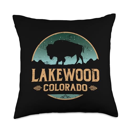 Lakewood Colorado CO Buffalo Bison Throw Pillow