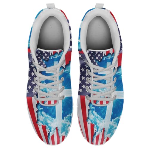 God Jesus Christian Cross American Flag Shoes for Women Men Tennis Shoes 3D Print Fashion Running Sneakers2