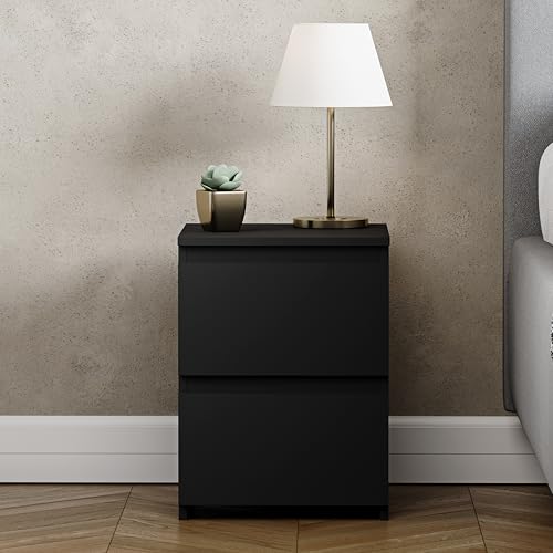 Vida Designs Denver 2 Drawer Bedside Chest (Black)