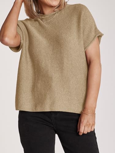 Image of Saodimallsu Women's Short Sleeve Lightweight Casual Crewneck Loose Fit Knit T-Shirt
