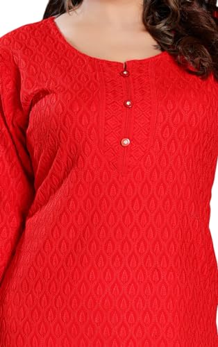 Image of DREAM & DZIRE Chikankari Kurti for Women of Cotton in Plus Size & Small Size.