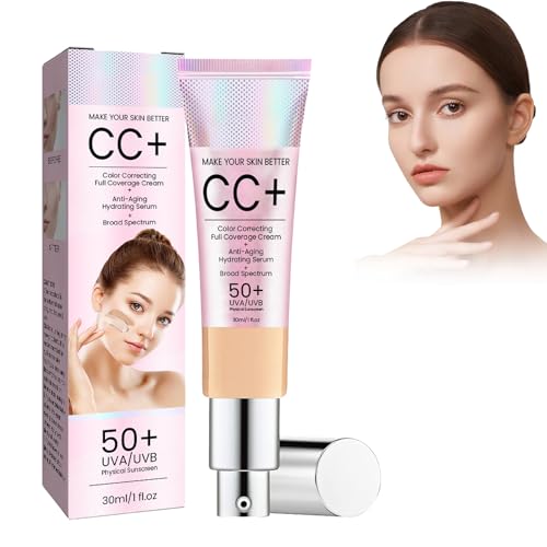 Farbkorrigierende CC-Creme, Highlights BB Cream, Wasserfeste Gesichtsfarbkorrekturcreme, Gesichtscreme und Feuchtigkeitscreme, Passt sich dem Hautton an für ein Mattiert Wirkendes Hautbild-Mittel