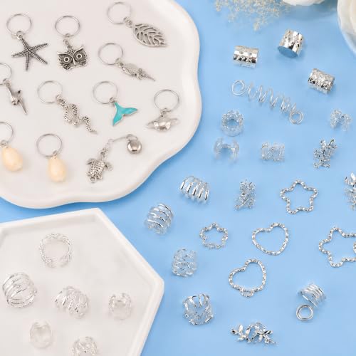 Joyas plateadas para trenzas de boxeadora y abalorios metálicos para extensiones de pelo 5