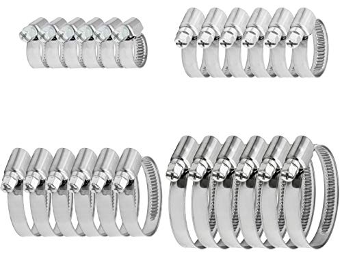 Pangaea Tech Edelstahl Schlauchschellen Set 24 Stück (8-50mm) - Profi Qualität (W2) nach DIN 3017