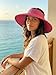 AlturaGo Sun Visor Hat for Women Wide Brim Ponytail Straw Hat UV UPF Summer Beach Vacation Packable Foldable Travel (US, Alpha (Alpha), One Size, Rose Red)