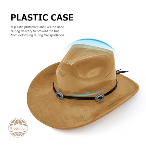 Image of LIDHAY Cowboy Hat for Women and Men Felt Wide Brim Suede Cowboy Cowgirl Hats Felt Cattleman Western Hats