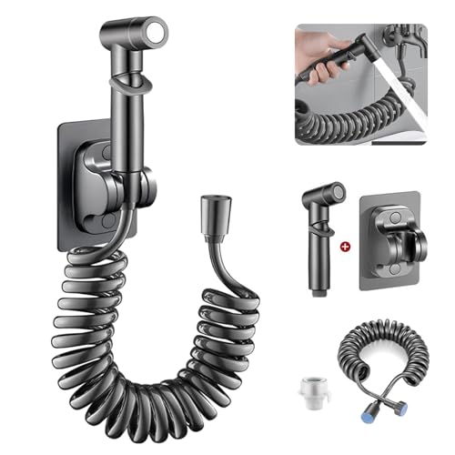 Bidet Handbrause Einsatz Brause Armatur WC Jet Dusche Spray Aufsatz Waschbeckenbrause Hand Shower mit Schlauch für Toilette Waschbecken, Grau