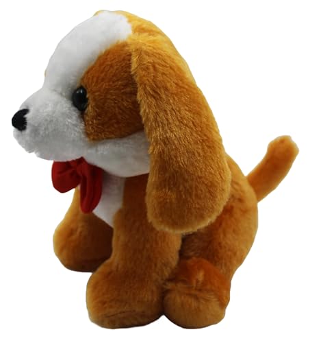 Image of Tickles Sitting Dog Soft Stuffed Plush Animal Toy for Kids Birthday Gifts (Color: White & Brown Size: 20 cm)