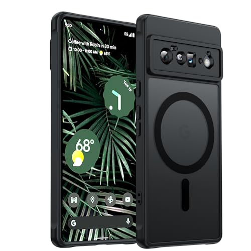 Coque Google Pixel 6 Pro LeYi noire mate translucide compatible MagSafe