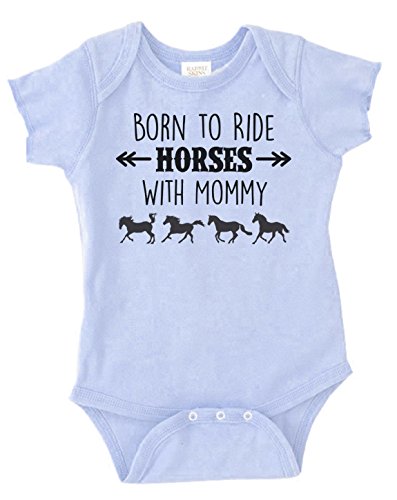 Image of Born to Ride Horses with Mommy, Short Sleeve Horse Bodysuit, Baby Boy (6 Months, Light Blue)