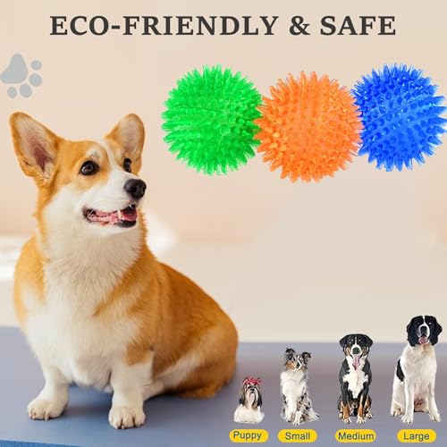 yenlk Squeaky Dog Ball Toys, 6 Pack -Dogs Chew Spiky Ball, Floatable Dog Pool toy - Image 4