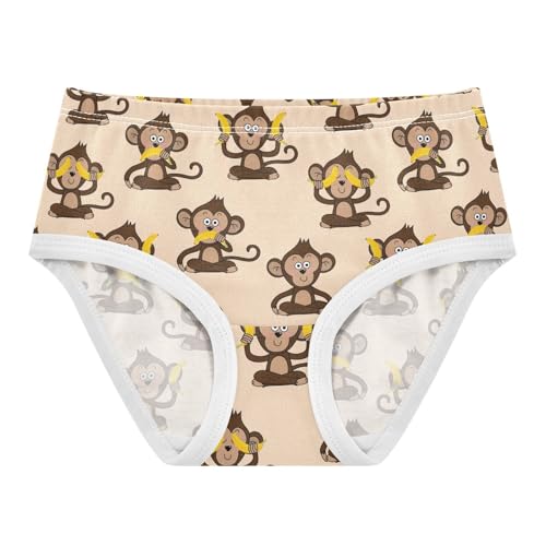 Girls Underwear Soft Cotton Cute Monkey Banana Kids Panties in Sizes 2/3t, 4t, 5t, 6 and 8