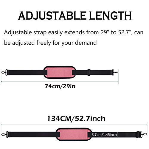 Image of Universal Replacement Shoulder Strap for Laptop, Briefcase, Purse, Golf, messenger bag, Camera Case, Duffle Bag, Adjustable and Padded Universal Shoulder Straps with Metal Swivel Hooks - Pink