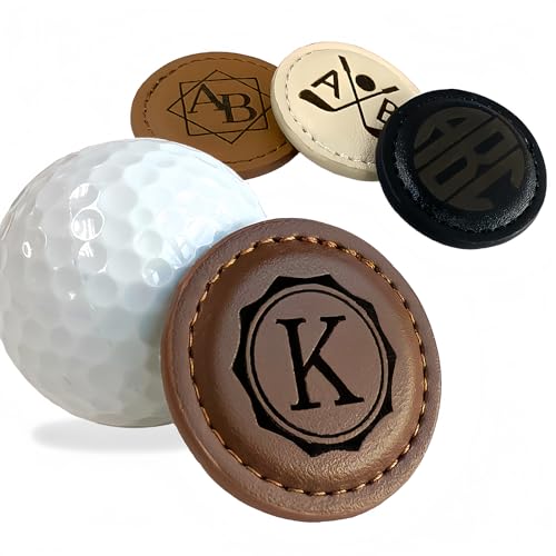 Image of ubjva Custom Leather Golf Ball Marker Personalized Magnetic Golf Accessories for Men Gifts for Golfers