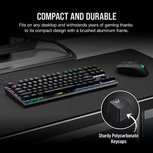 Corsair K60 PRO TKL RGB Tenkeyless Optical-Mechanical Gaming Keyboard - OPX Switches, Brushed Aluminum Frame, Detachable USB Type-C Cable, Per-Key RGB Lighting - UK Layout, QWERTY - Black