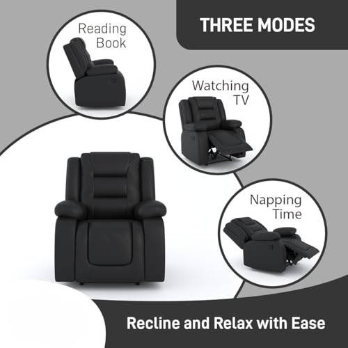 Image of Amazon Brand - Solimo Fraklin | Single Seater Sofa Recliner | Manual Recliner (Leatherette Black)