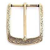 CRAFTMEMORE Western Style Belt Buckle, 1.5 Inch Width, Decorative Floral Pattern HRBK D82590 (Brass)