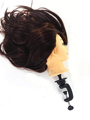 Cabeça De Boneca Mista Para treino De Cabeleleiros Com Suporte De Mesa Cor:Castanho