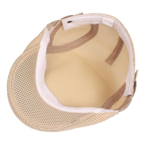 VANZACK Sun Protection Beret Hat for Men Women Mesh Cap Adjustable Straps Spring Autumn Fashion Hat for Adults Light Yellow