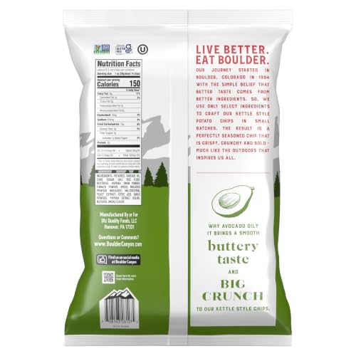 Image of Boulder Canyon Avocado Oil Hickory Barbeque Canyon Cut Kettle Style Potato Chips, 5.25 oz. - Pack of 12