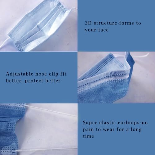 Image of Borje Navy Disposable Face Masks 100 Pcs Navy Blue Face Mask 3 Ply Protection Masks