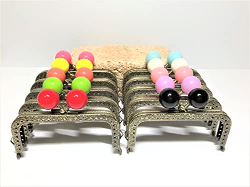 and.A 10色セット かわいいあめ玉 口金 がま口 10.5cm キャンディー あめ玉20㎜ 丸型 角型 くし型 ハンドメイド バッグ ポーチ 材料