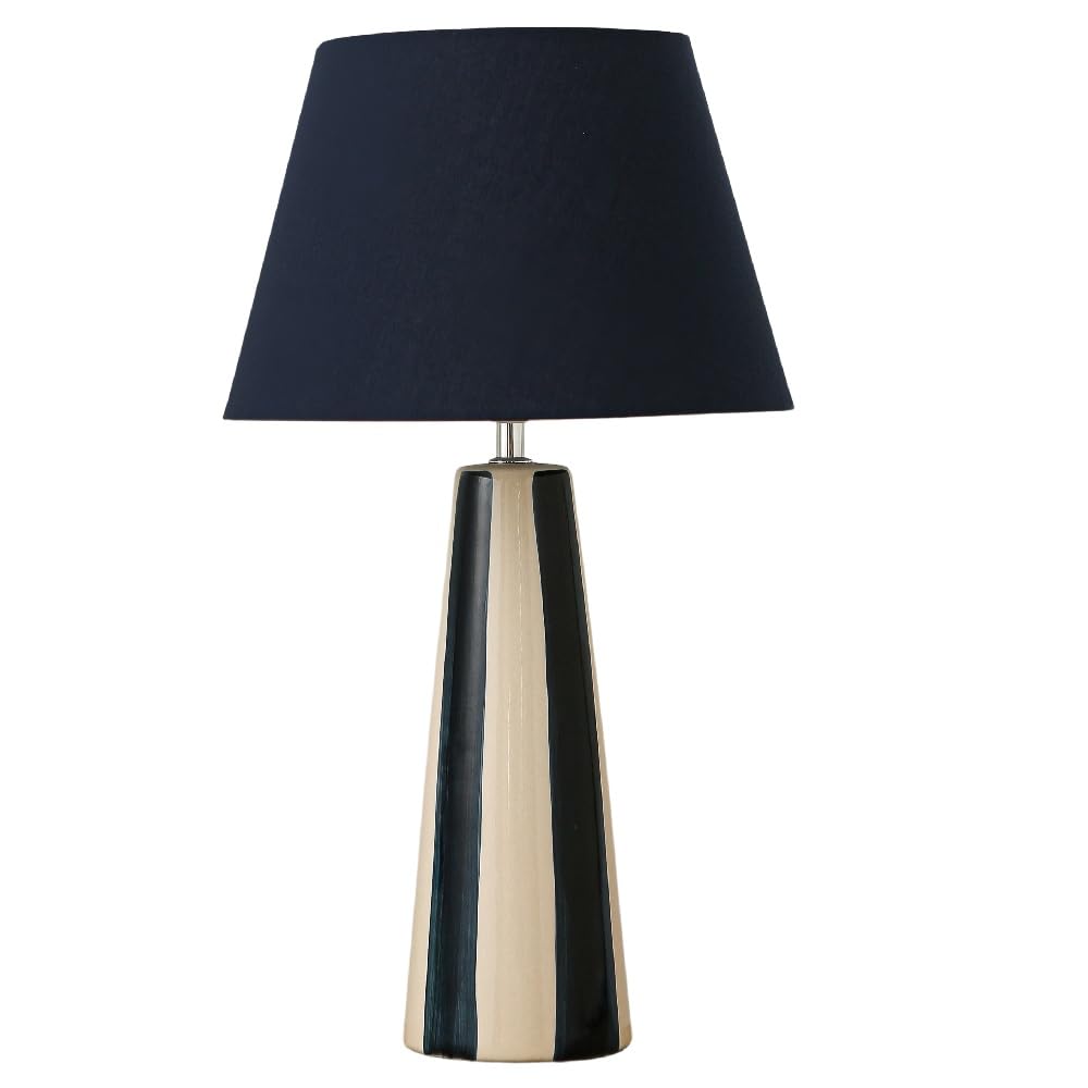 Britalia Navy Blue and Cream Ceramic Modern Table Lamp with Navy Blue Shade 52cm