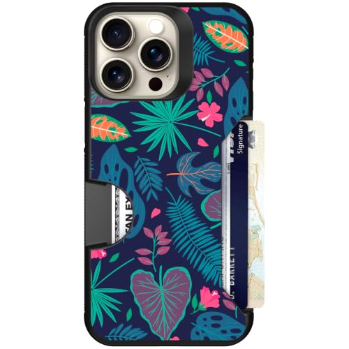 Scooch for iPhone 15 Pro Max Wallet Case, Moneymate, Tropical Leaves