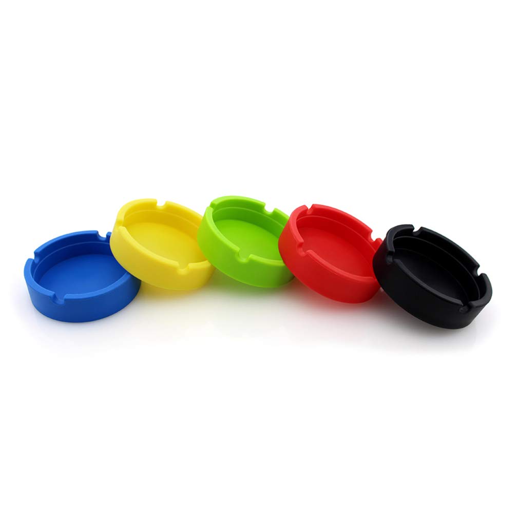 Lot De 2 Cendriers Ronds En Silicone Pour Intérieur Ou Extérieur (Noir