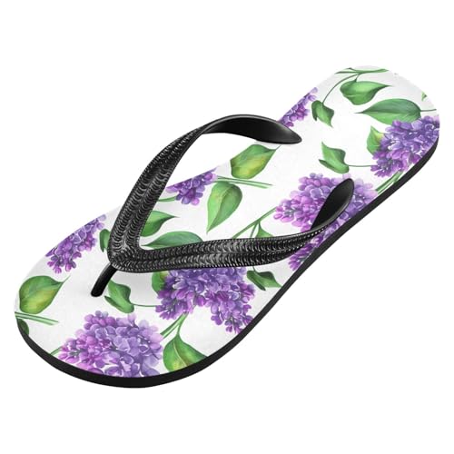 Leaf Flowers Purple Flip Flops for Beach Thong Sandals Anti-slip Lightweight Shower Shoes for Indoor Outdoor House2