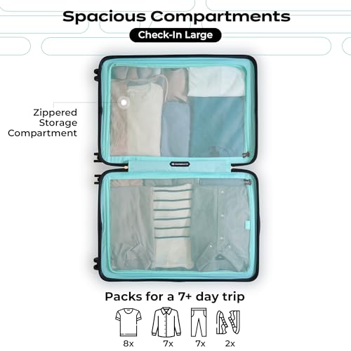 Image of The Midnight Voyager Set of 2 Luggage, Check in Medium 67.5 cm, Check in Large 76 cm, Hard Sided Polycarbonate Trolley Bag, Dual Anti- Theft Zippers, TSA Lock (Storm Blue)