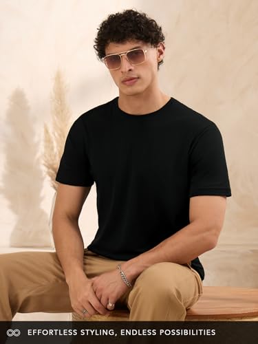 Image of The Souled Store Supima: Men and Boys Short Sleeves Round Neck Solid Premium Basic Casual Lightweight Easy to Style Everyday Streetwear Trendy Supima T-Shirt