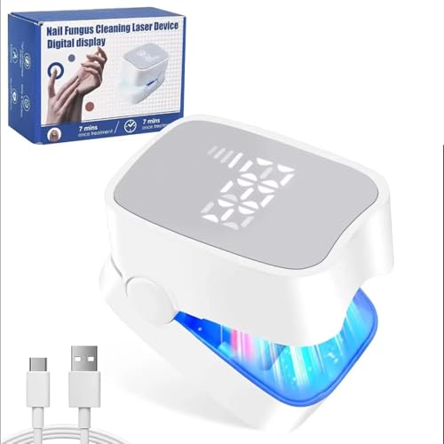 Upgrade Nail Fungus Laser Device with Time Display 7-Minute Fast-Acting Anti-Fungal Nail Treatment 950nm Infrared Light & 500nm Blue Light for Damaged Discolored Thick Toenails & Fingernails