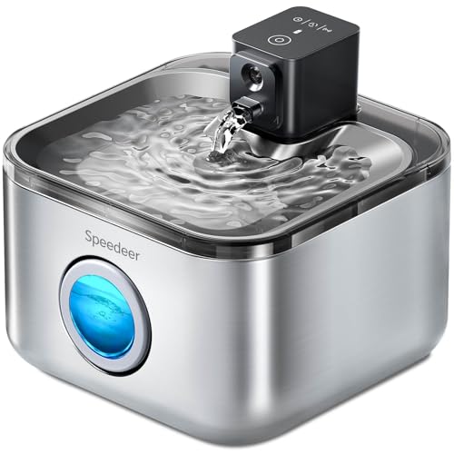 Wireless Cat Water Fountain Stainless Steel, 135oz/4L Pet Fountai...