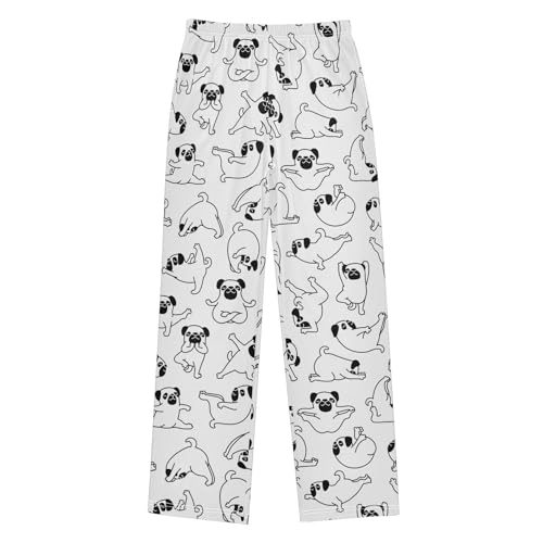 Boys' Pants Pug Pet Dog Yoga Pose Long Bottoms Jogger Pants Elastic Waist Trousers with Pockets S-XL
