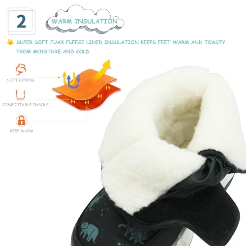 Kids Winter Snow Boots Toddler Boys Warm Outdoor Shoes with Hook Loop (Toddler/Little Kid)3