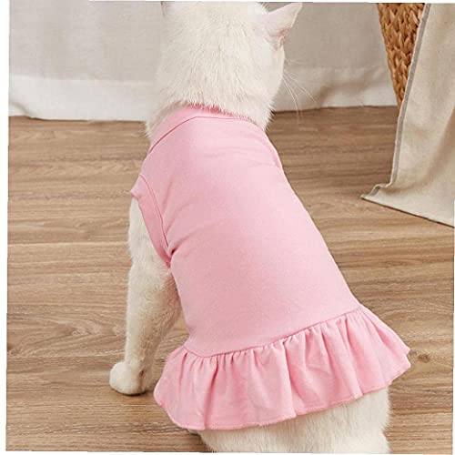 1 Pack Blank Dog Shirt Skirt Soft Breathable Cute Pet Clothes, Sleeveless Dress for Girls, Dog T-Shirts Apparel, Dog Outfits, Plain Dog Shirt for Puppies, Small Extra Small and Medium Dogs,Pink,M - Afbeelding 3