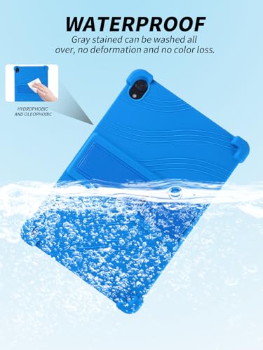 Étui tablette Yicty C48 C108 en silicone bleu 10 pouces avec support