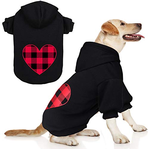 Dog Hoodie Sweater for Dogs Pet Clothes Black Buffalo Plaid Warm and Soft Breathable Cozy(XL)