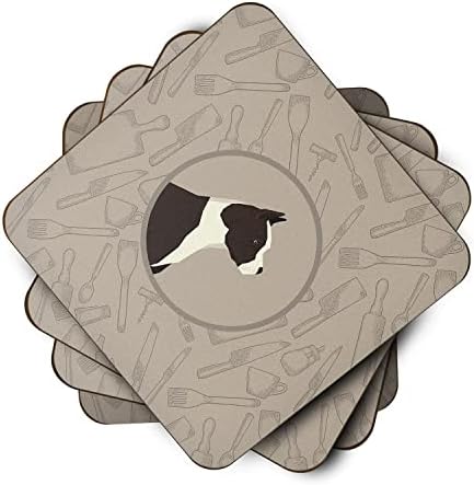 Caroline's Treasures CK2162FC American Staffordshire Terrier in The Kitchen Foam Coaster Set of 4 Set of 4 Cup Coasters for Indoor Outdoor, Tabletop Protection, Anti Slip, Mouse pad Material image 5