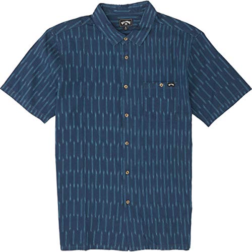 Billabong Men's Sundays Jacquard Short Sleeve Woven Shirt, Dark Indigo, M