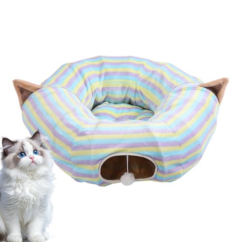 Spielset für Katzen, großes Spielzeug, faltbar, Spielhäuser für Katzen mit bunten Streifen, für den Innenbereich, für Haustiere und Halloween, Geburtstag und Weihnachten