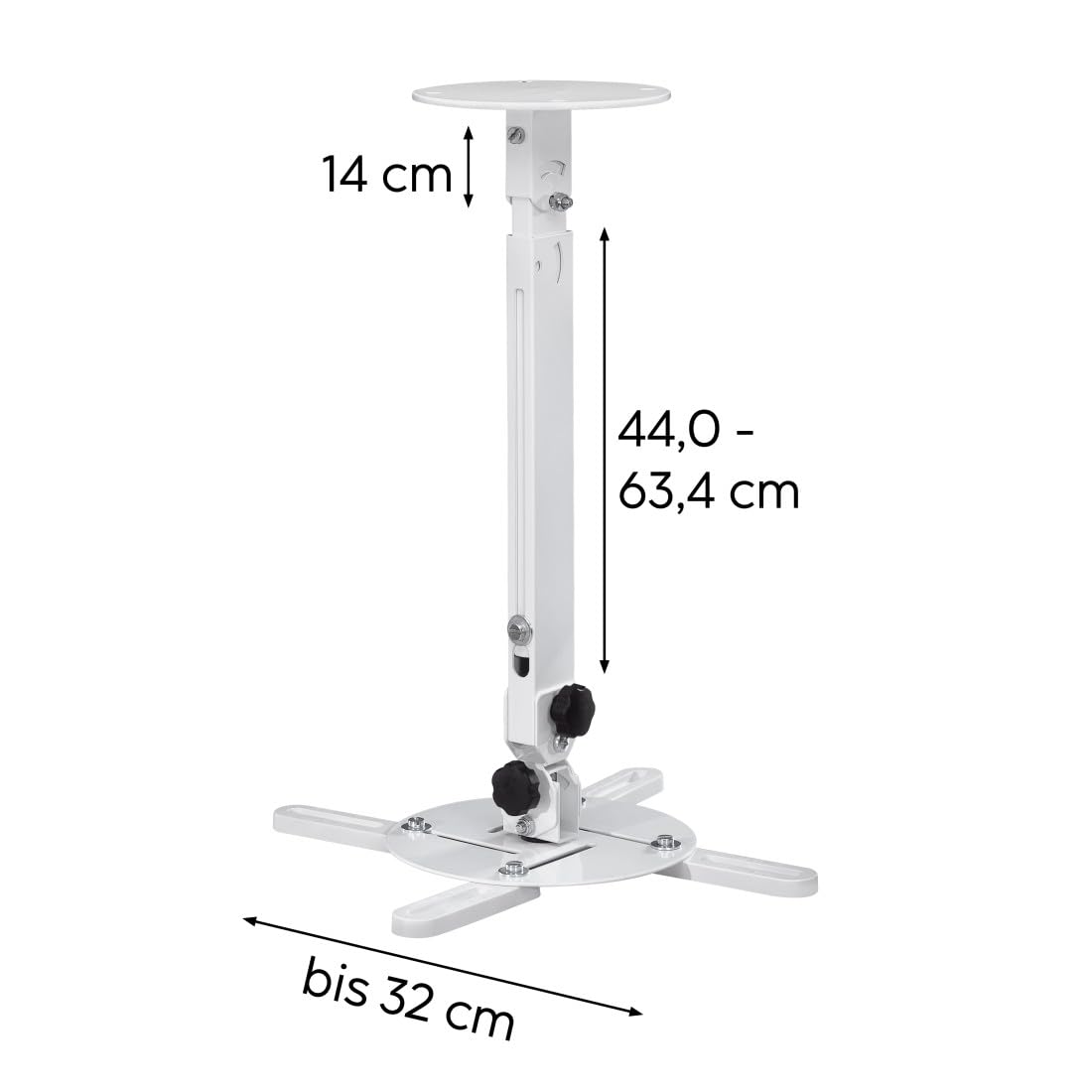Hama Uchwyt do Projektora, Wychylny, Regulowany, Montaż na Sufit i Ścianę, Udźwig do 15 kg, Obrót 360°, Biały