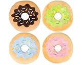 Gyapet Doy Toy Donut Squeaky Plush Assorted with Sprinkles 6 inch Stuffed Dessert Chew Sound Interactive Pet Gift Funny Cute [4pcs] Mix Colors